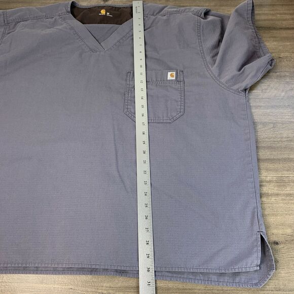 Carhartt Scrub Top Medical Shirt Mens Size 3X Gray V-Neck Short Sleeve Pocket - Picture 4 of 9